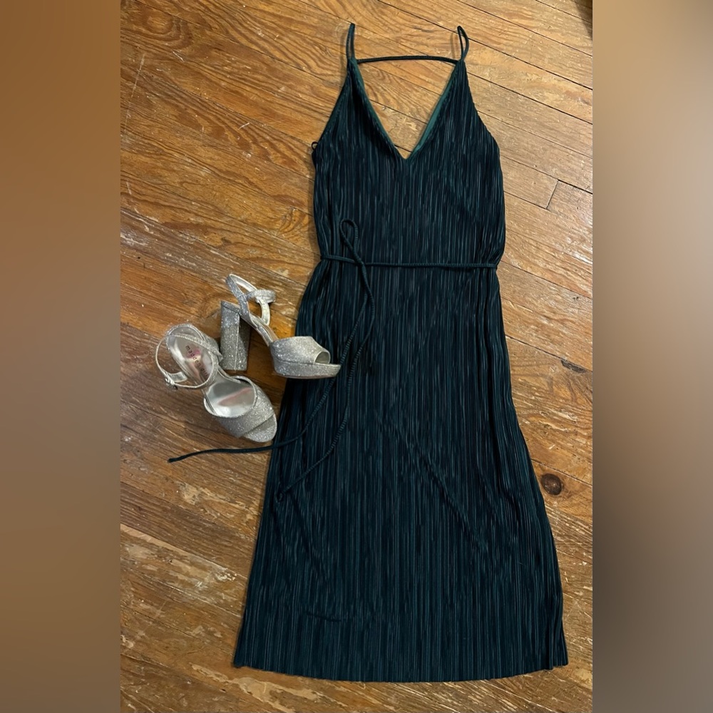 Embrace spaghetti strap midi dress in teal